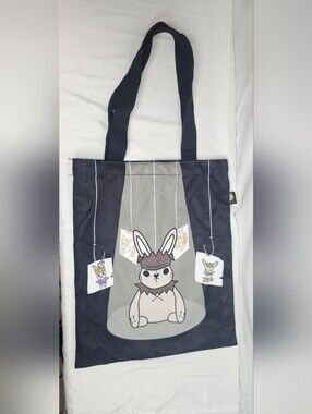 Plushie Dreadfuls Maladaptive Daydreaming Bunny Tote Bag Reusable Shopping Black